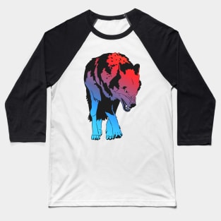 Red Blue Wolf Baseball T-Shirt